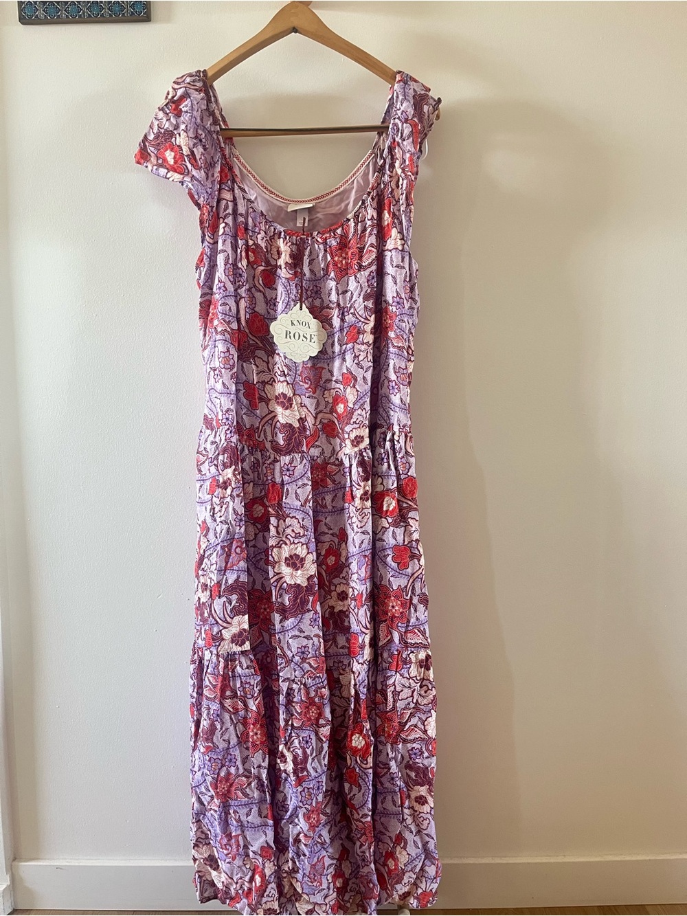 Knox Rose Lavender & Red Floral Maxi Dress